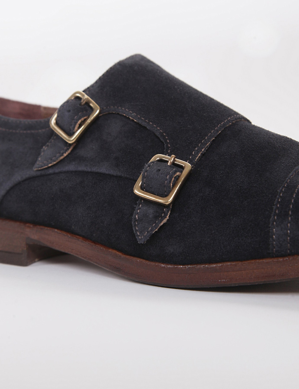 monk strap tacco 2 cm blu