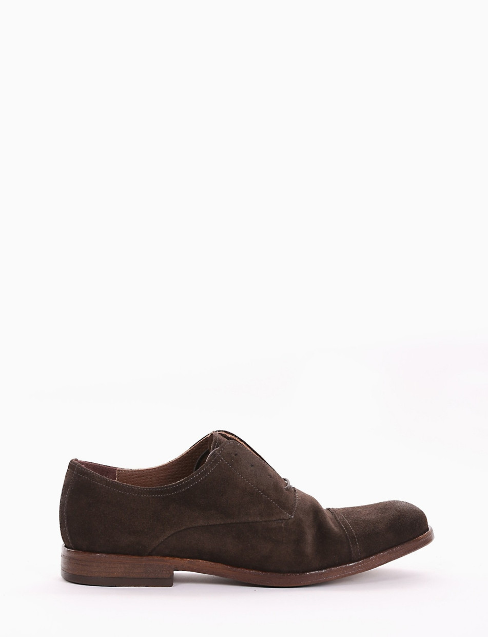 Lace-up shoes heel 2 cm dark brown chamois