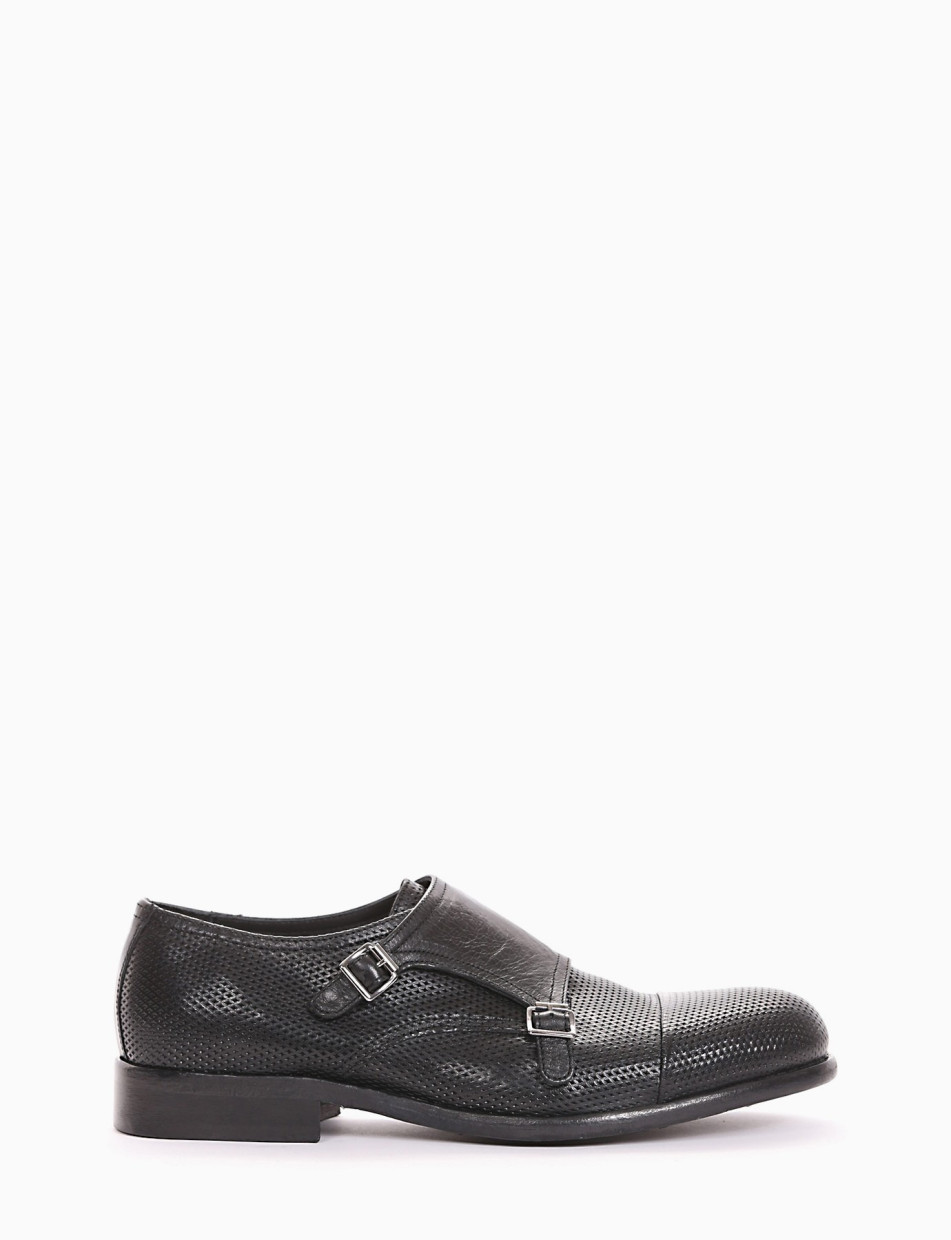 monk strap tacco 2 cm nero