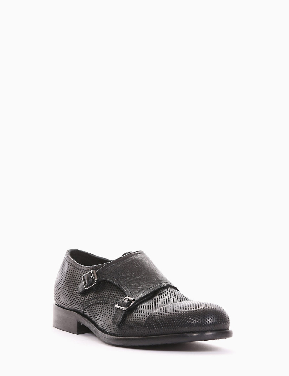 monk strap tacco 2 cm nero