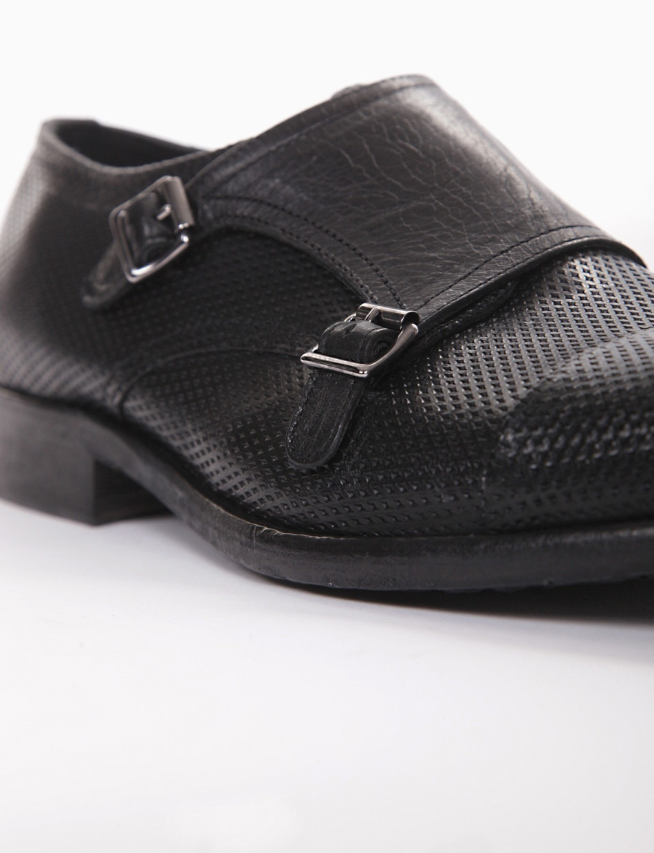 monk strap tacco 2 cm nero