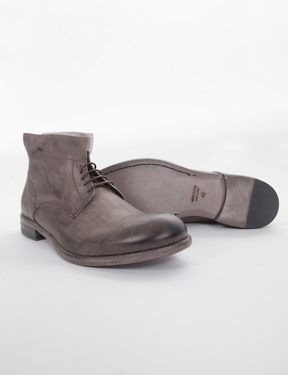 Combat boots heel 2 cm grey leather