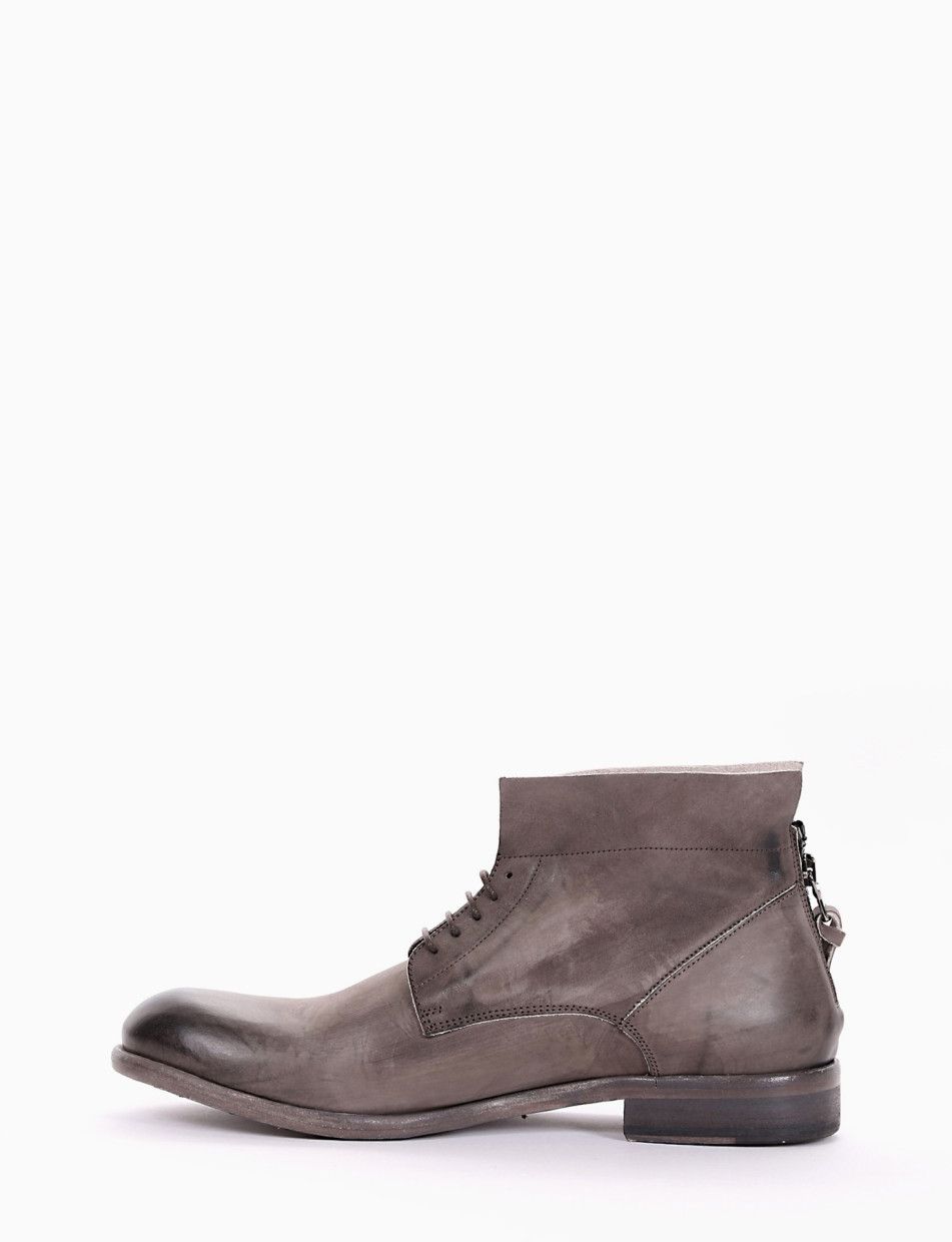 Combat boots heel 2 cm grey leather