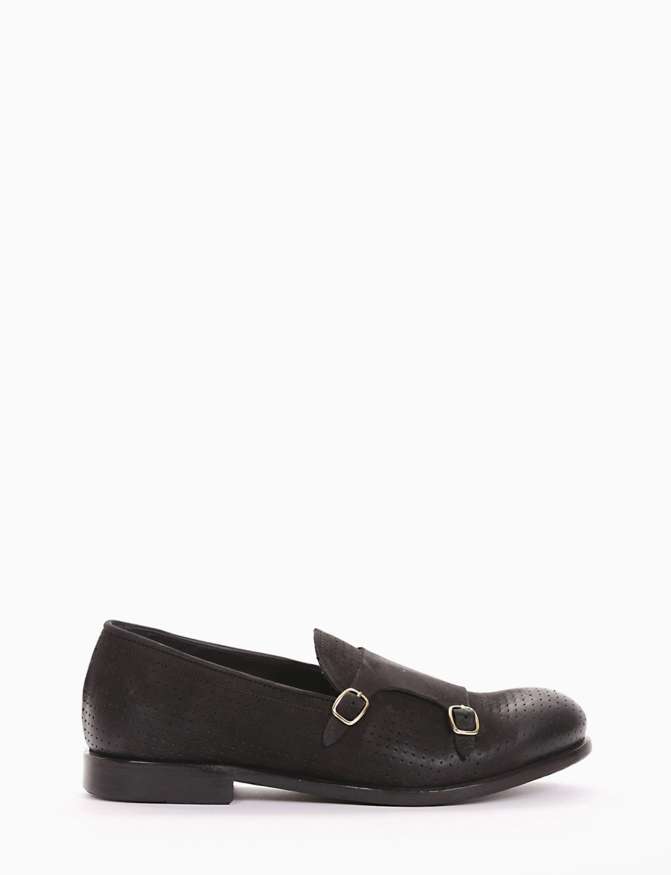 monk strap tacco 2 cm nero