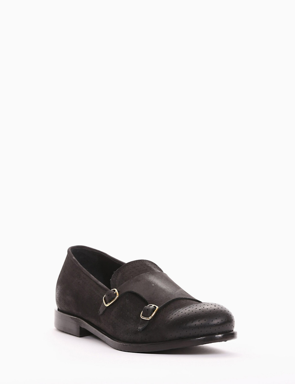 monk strap tacco 2 cm nero