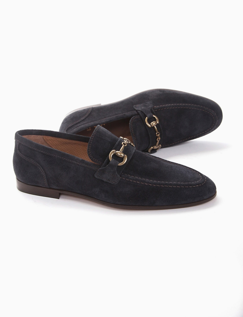 Loafers heel 2 cm blu chamois