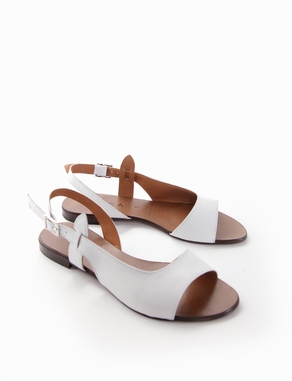 Low heel sandals heel 1 cm white leather