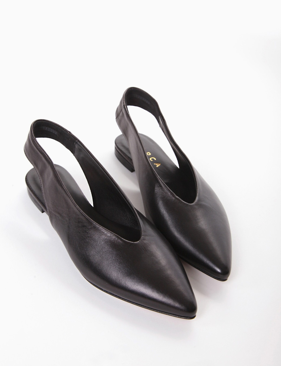 Flat shoes heel 1 cm black leather