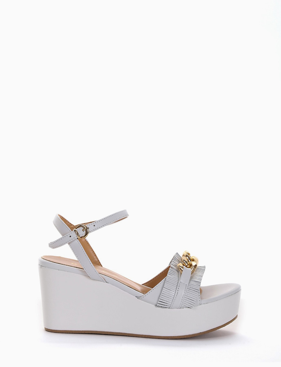 Wedge heels heel 7 cm white leather