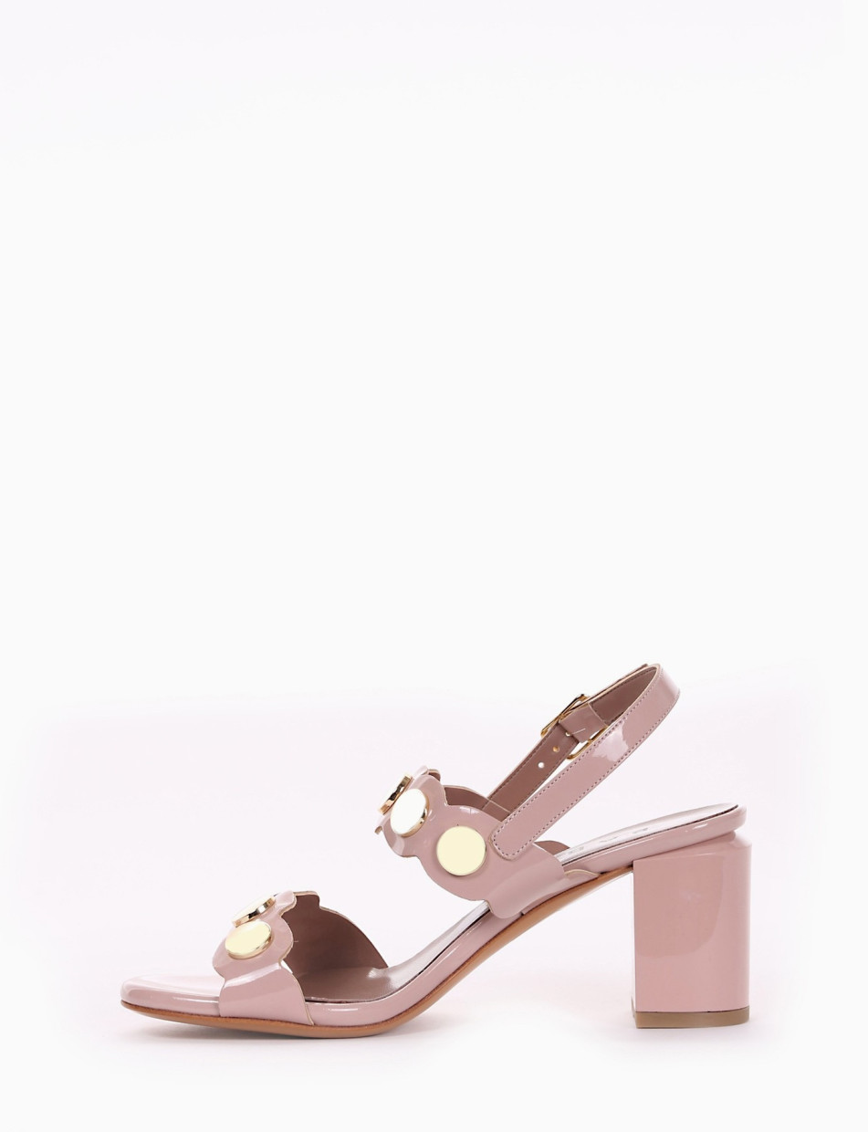 High heel sandals heel 7 cm pink varnish