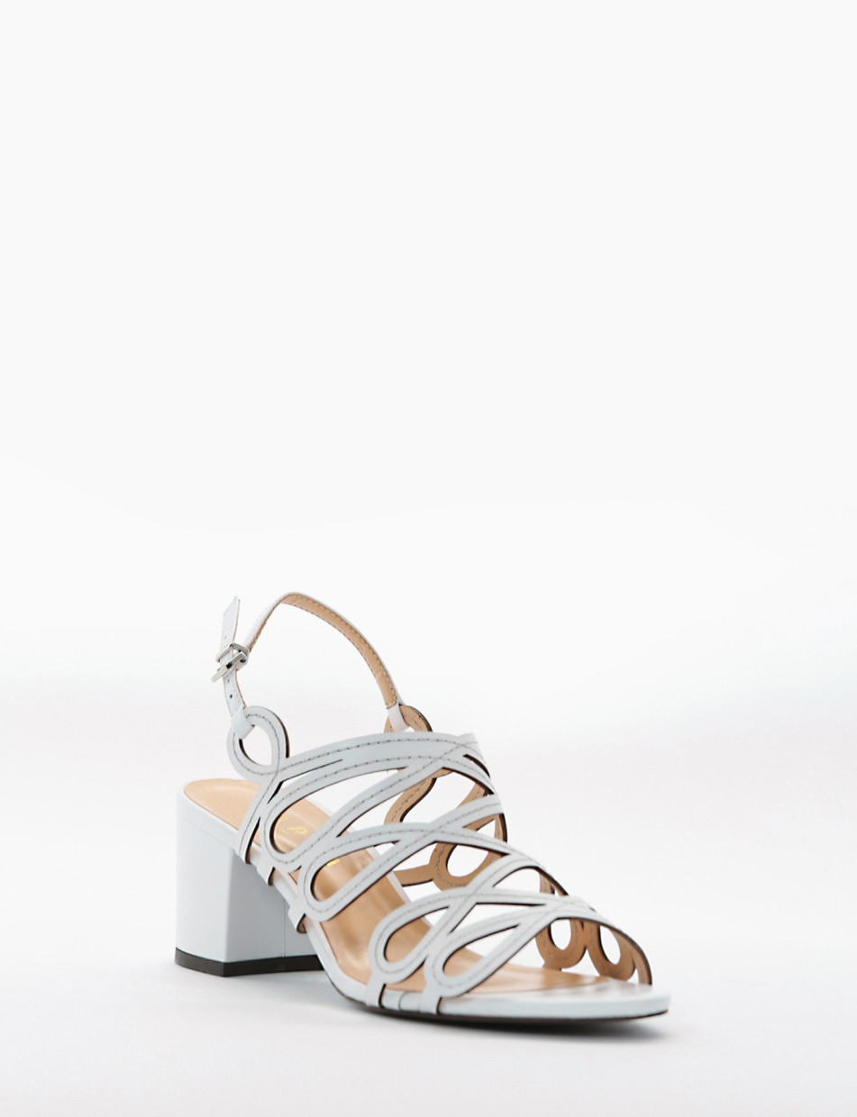 High heel sandals heel 5 cm white leather