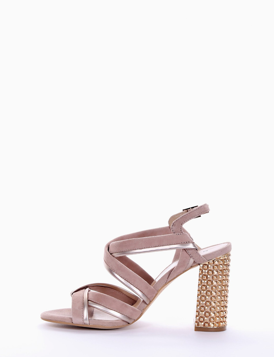 High heel sandals heel 10 cm pink chamois