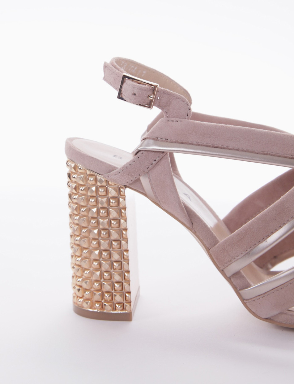 High heel sandals heel 10 cm pink chamois