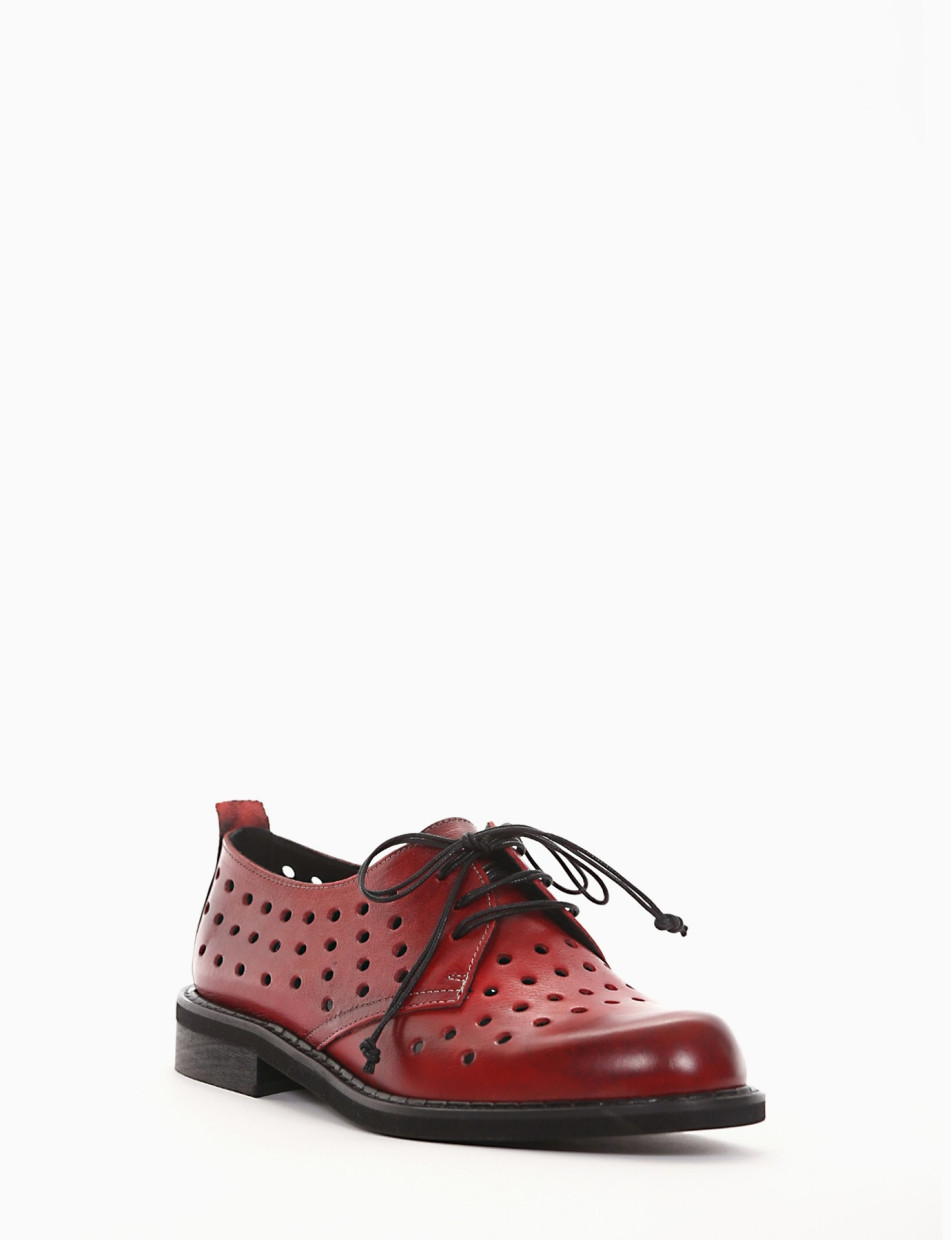 Lace-up shoes heel 2 cm red leather