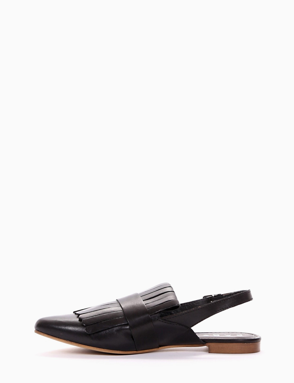 Sabot heel 1 cm black leather