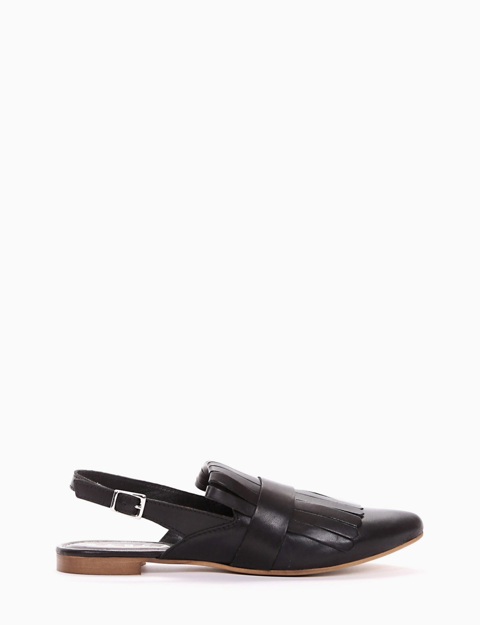 Sabot heel 1 cm black leather