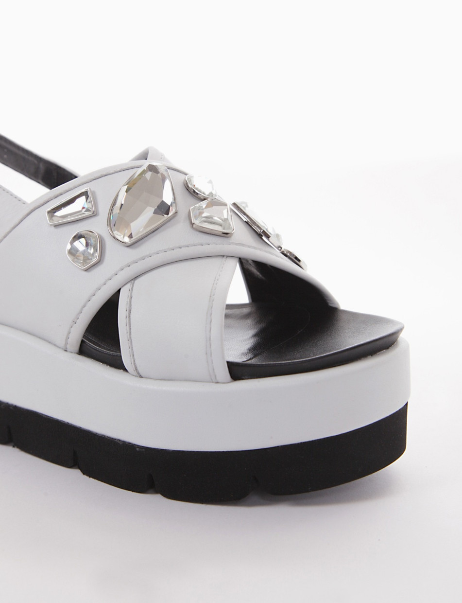 Wedge heels white leather