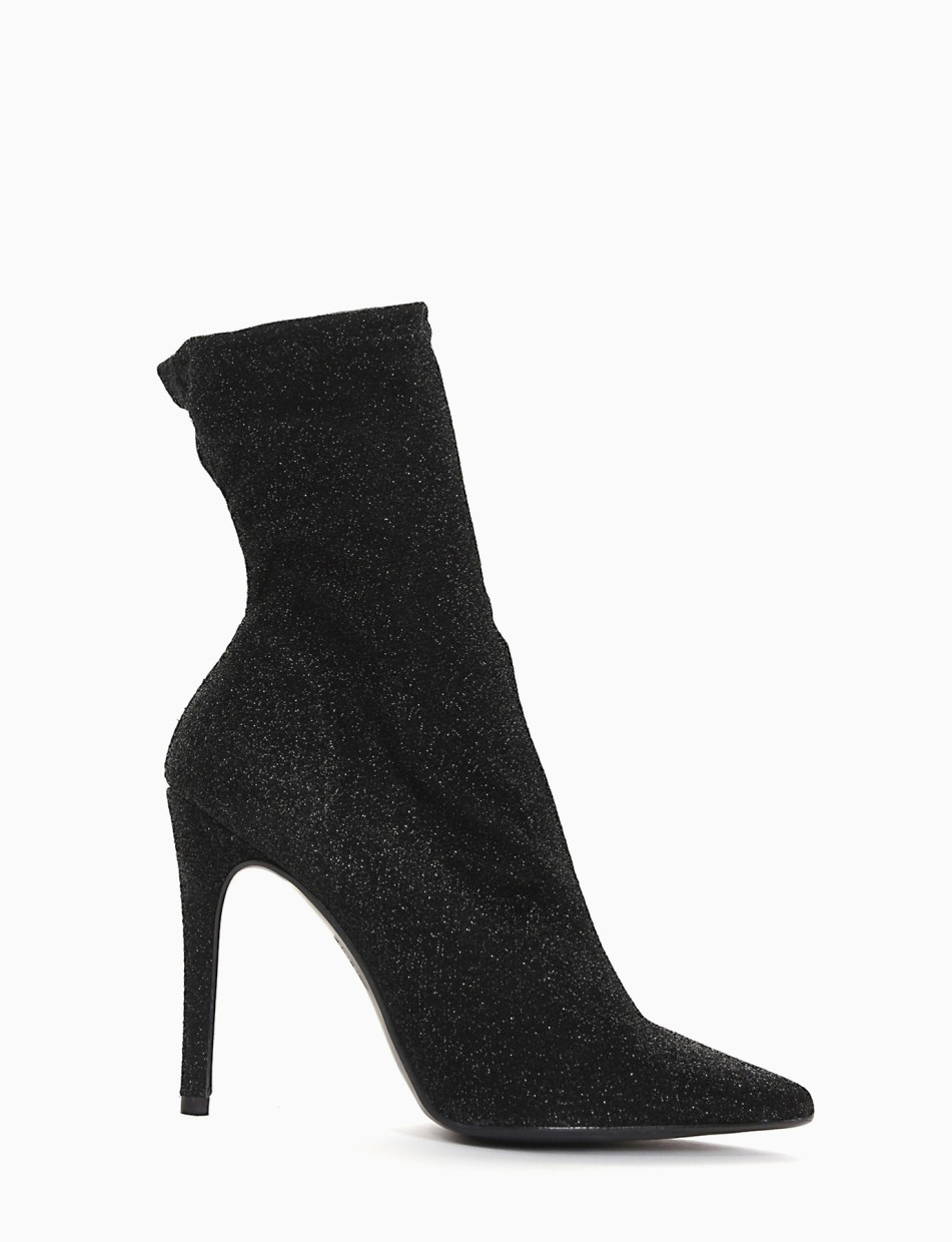 High heel ankle boots heel 10 cm black laminated
