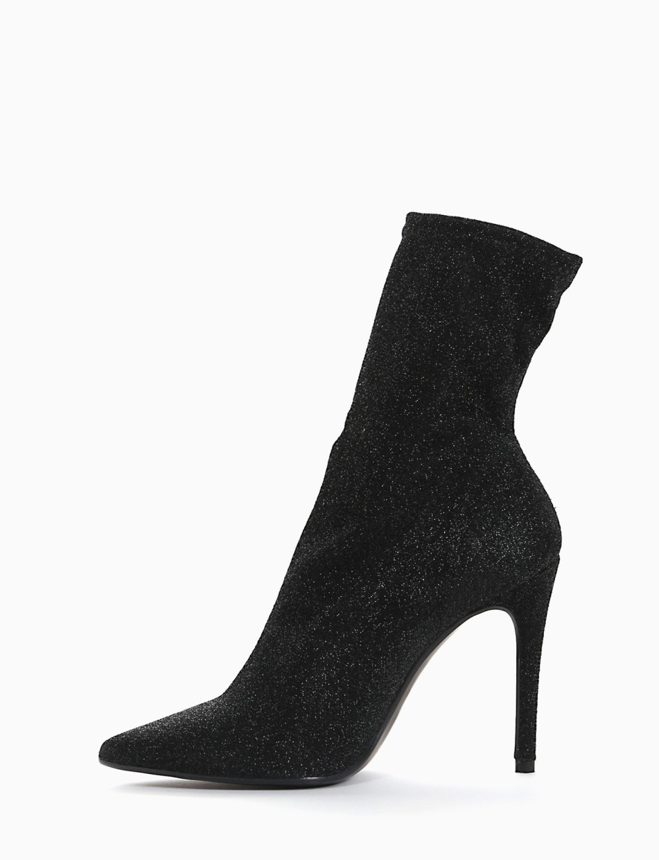 High heel ankle boots heel 10 cm black laminated