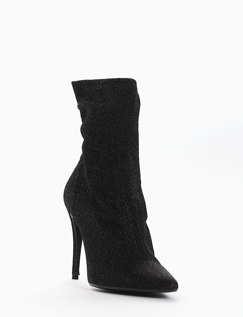 High heel ankle boots heel 10 cm black laminated
