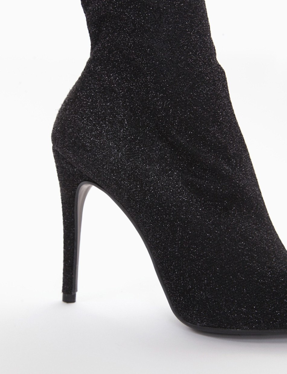 High heel ankle boots heel 10 cm black laminated