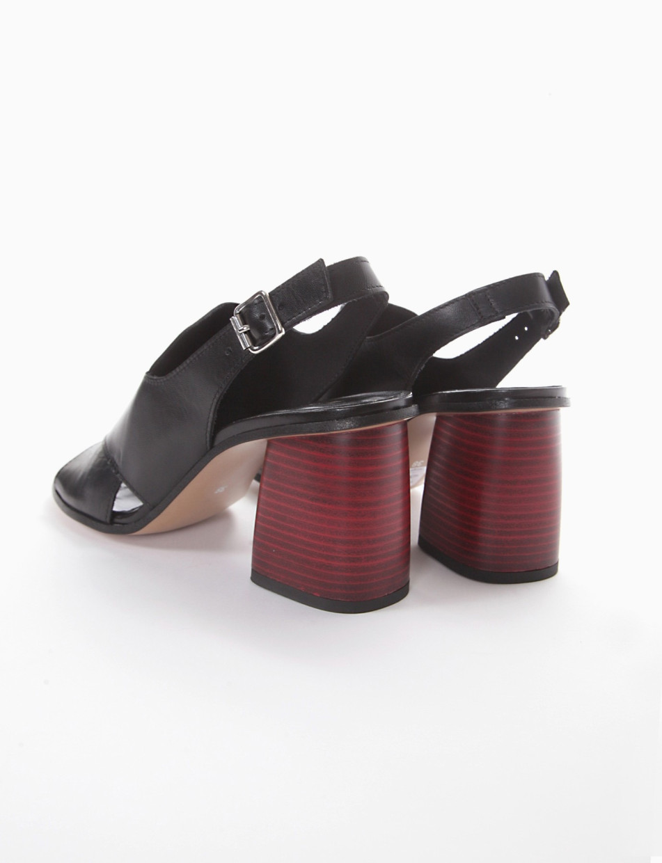 High heel sandals heel 8 cm black leather