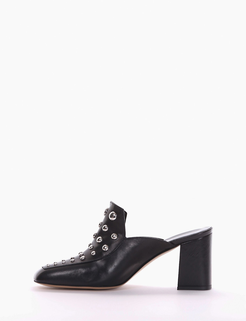 Sabot heel 8 cm black leather