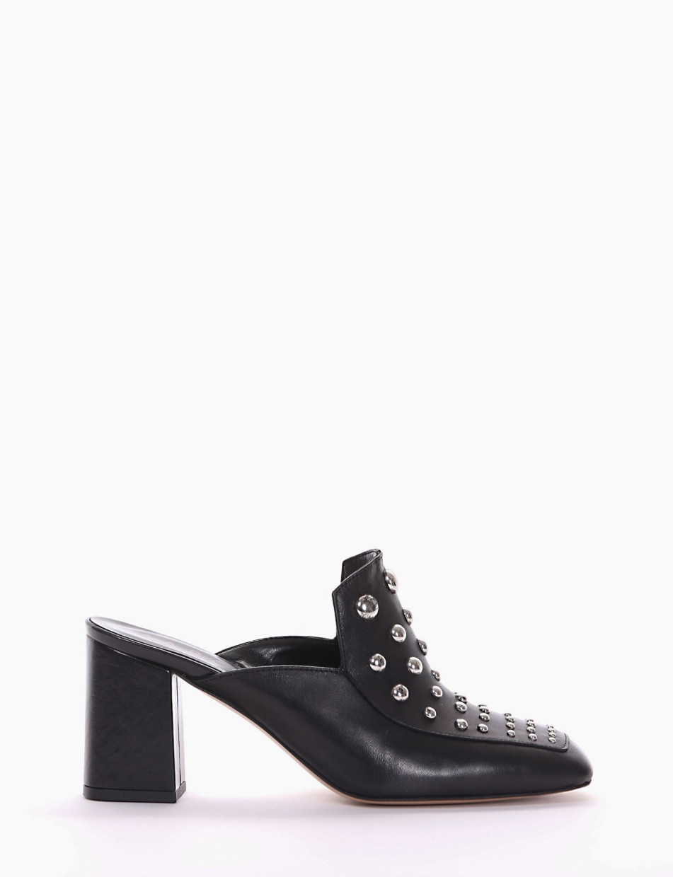 Sabot heel 8 cm black leather