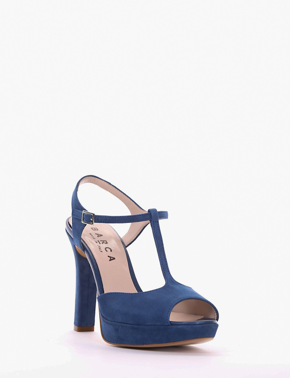High heel sandals heel 10 cm blu chamois