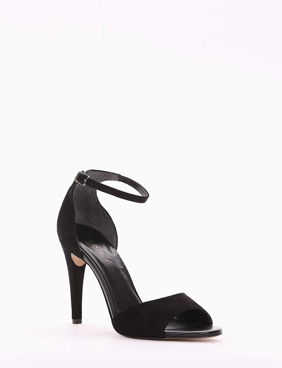 High heel sandals heel 10 cm black chamois