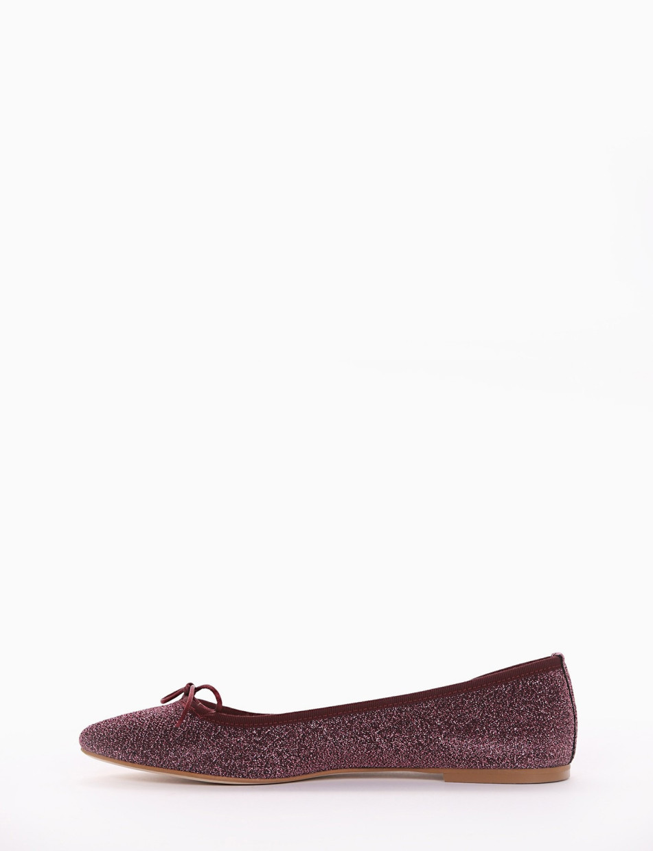 Flat shoes heel 1 cm pink glitter