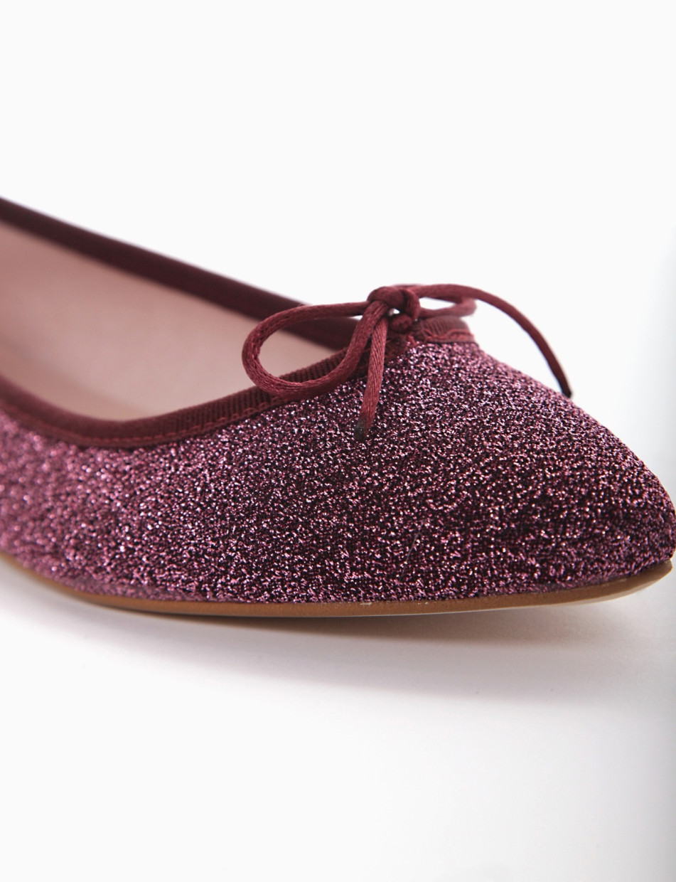 Flat shoes heel 1 cm pink glitter