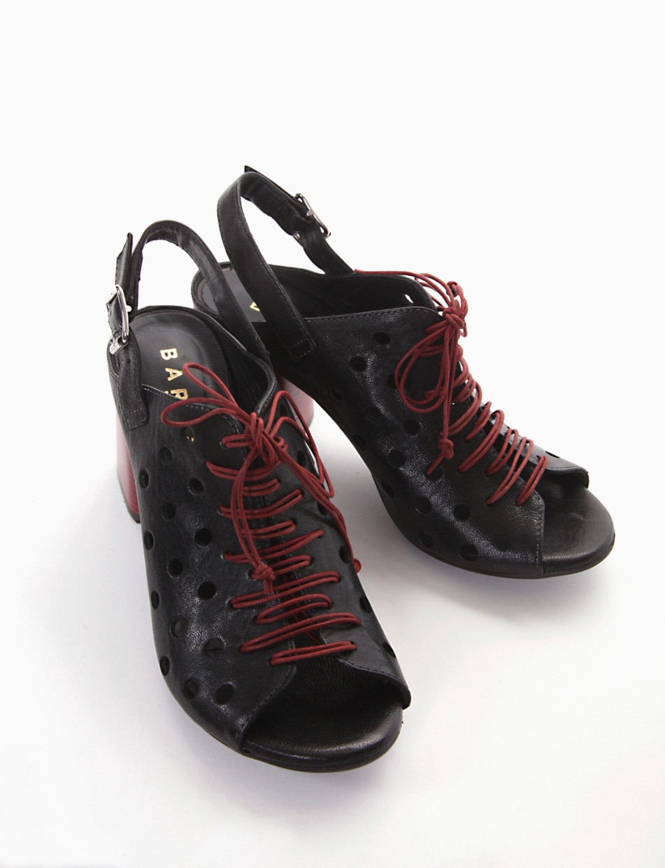 High heel sandals heel 5 cm black leather