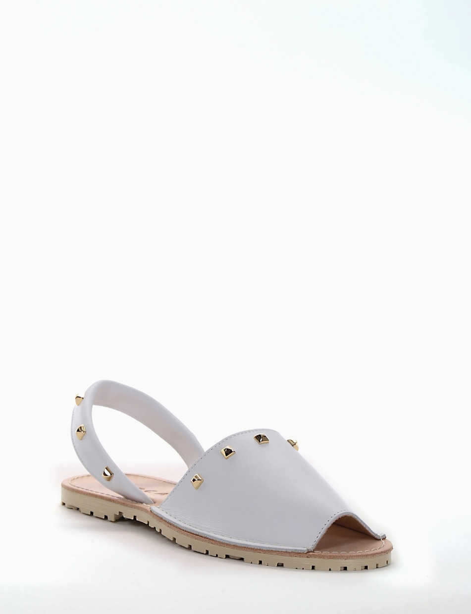 Sandalo basso modello minorchina con fondo in gomma e soletto in vera pelle bianco