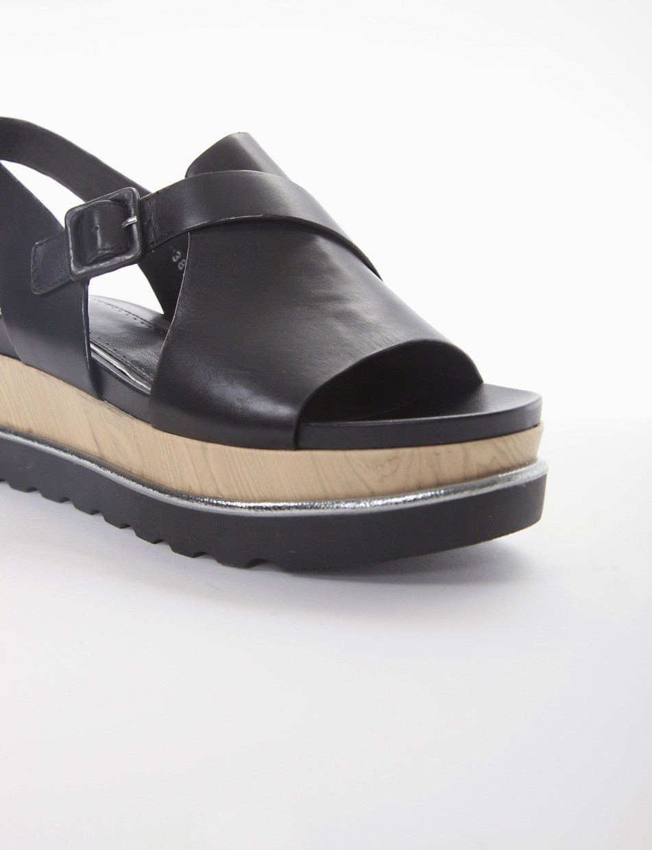 Wedge heels heel 5 cm black leather
