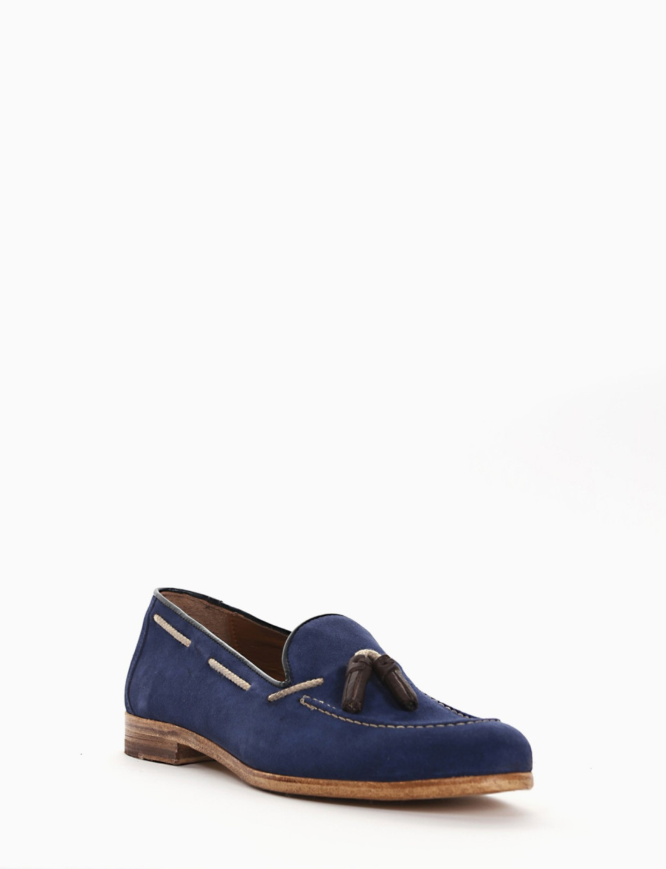 Loafers heel 2 cm blu chamois