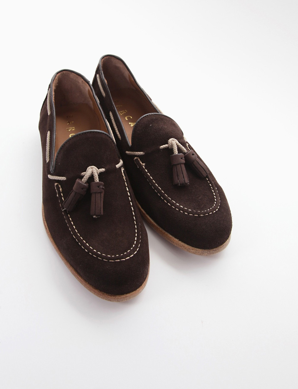 Loafers heel 2 cm dark brown chamois