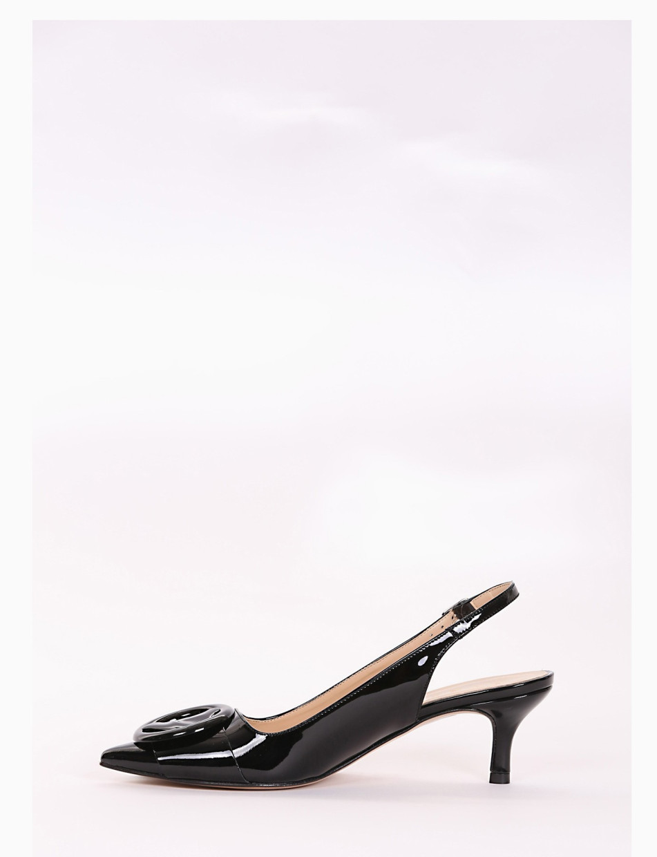 Slingback decoltè tacco 5 cm nero vernice