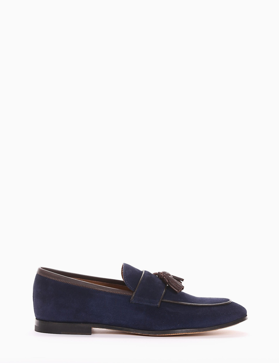 Loafers heel 2 cm blu chamois