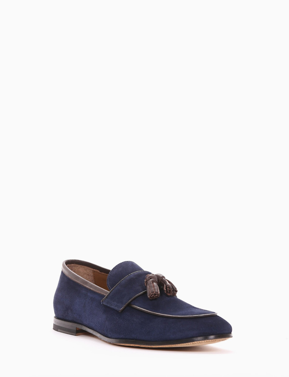 Loafers heel 2 cm blu chamois