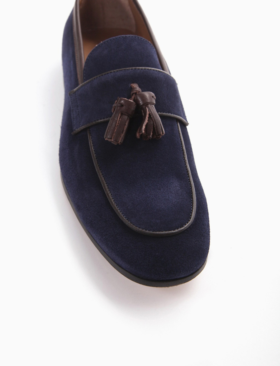 Loafers heel 2 cm blu chamois