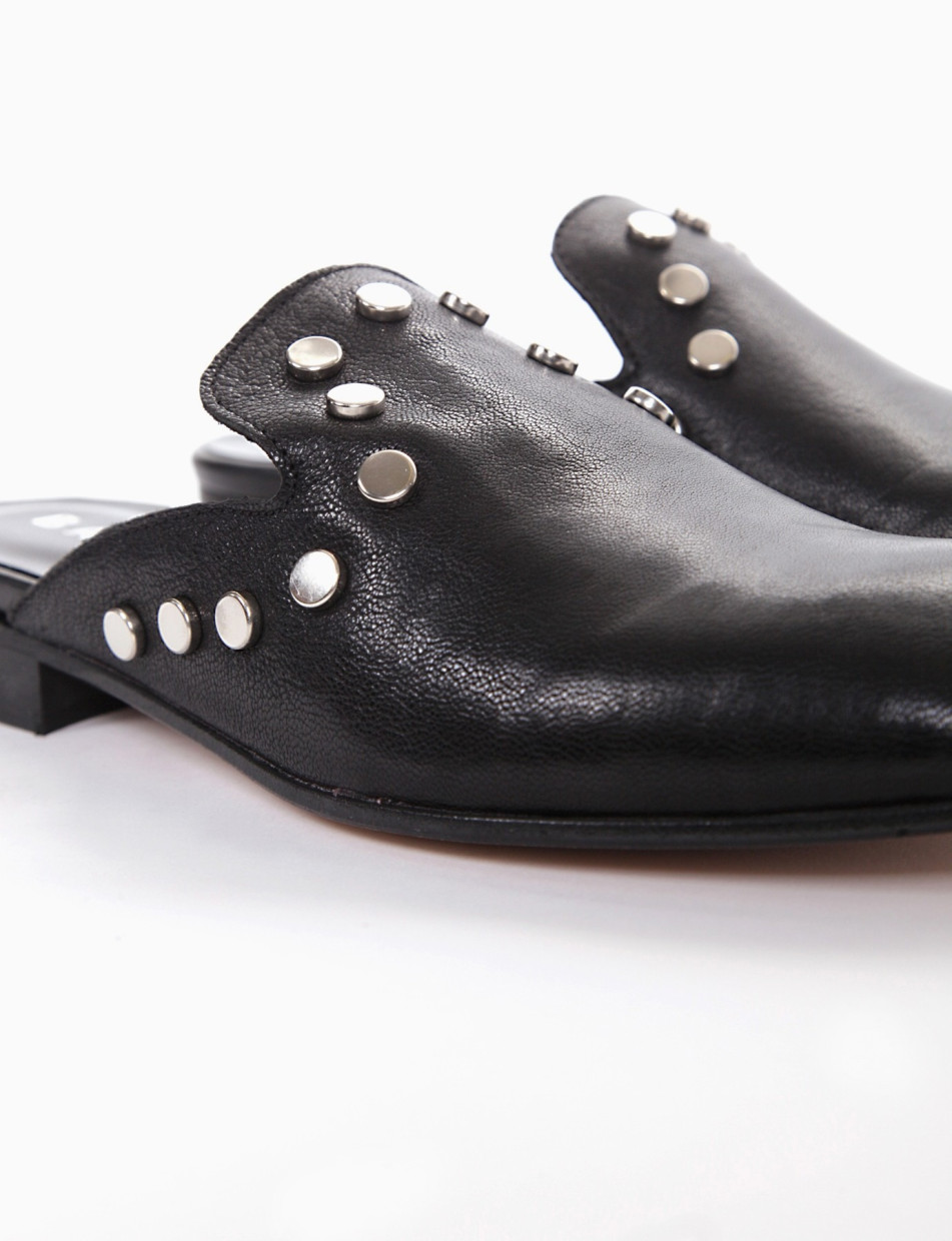 Sabot heel 2 cm black leather