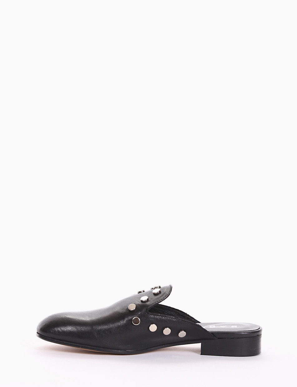 Sabot heel 2 cm black leather