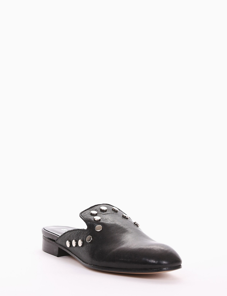 Sabot heel 2 cm black leather