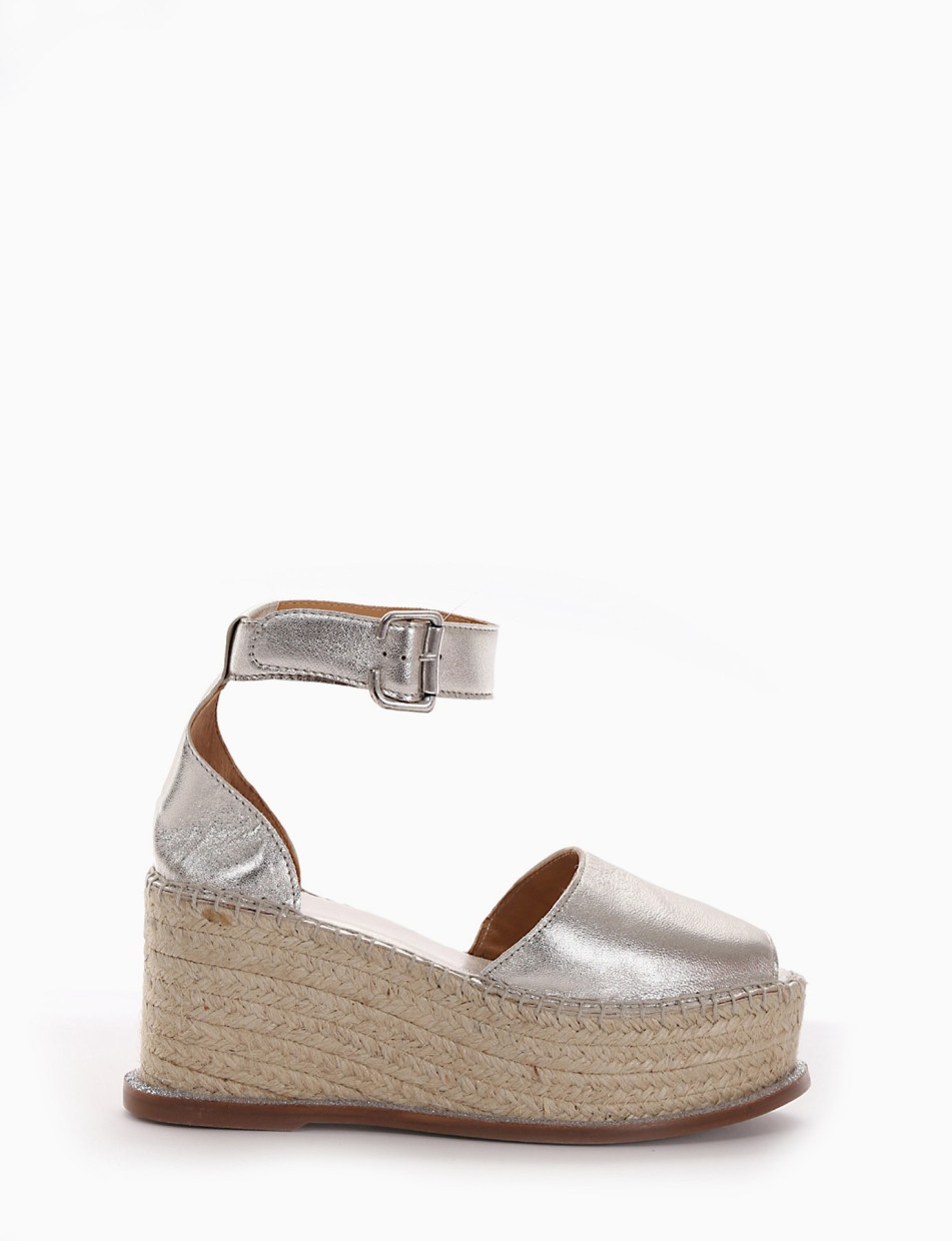 espadrilas zeppa alta 8 cm platino