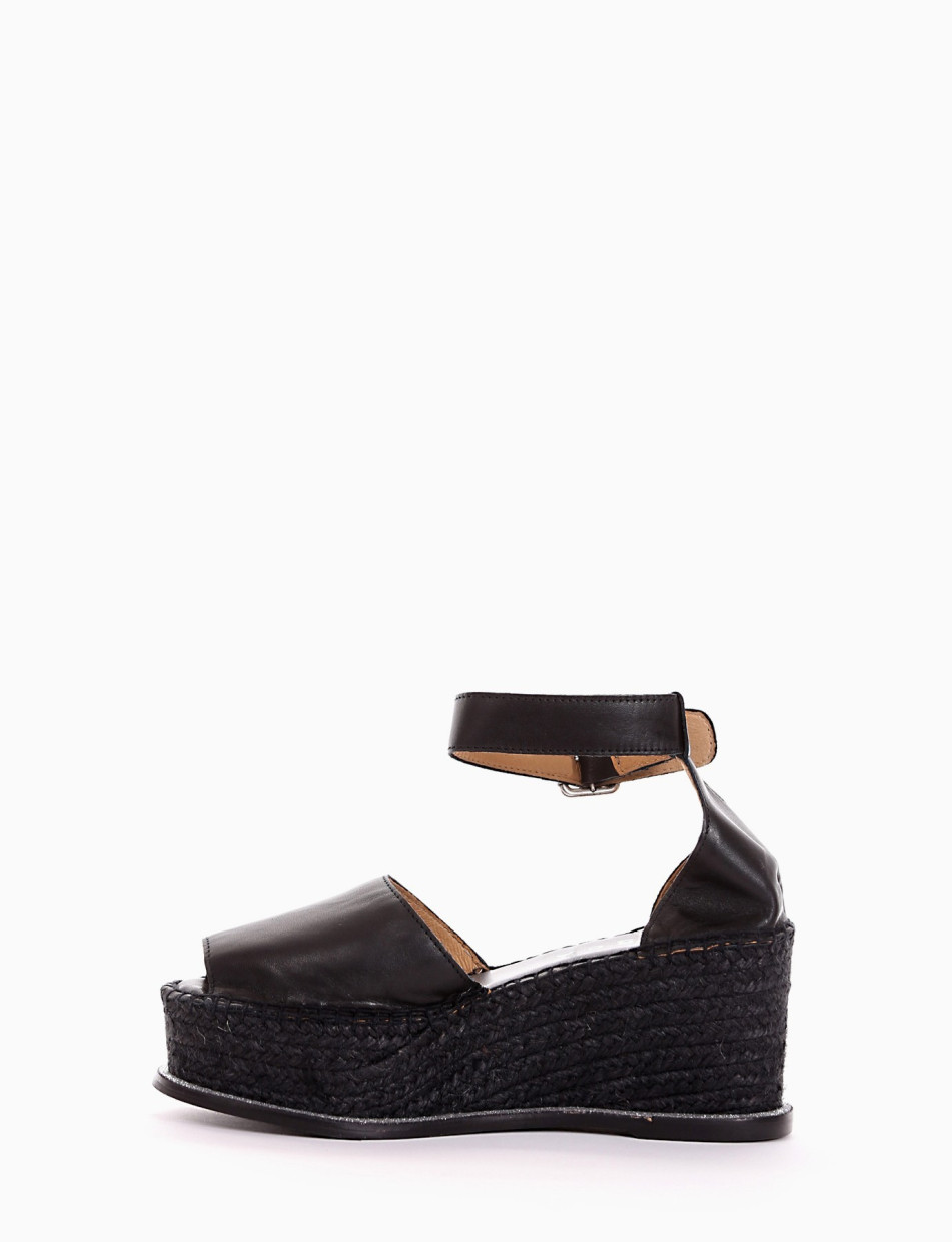 Espadrillas heel 8 cm black leather