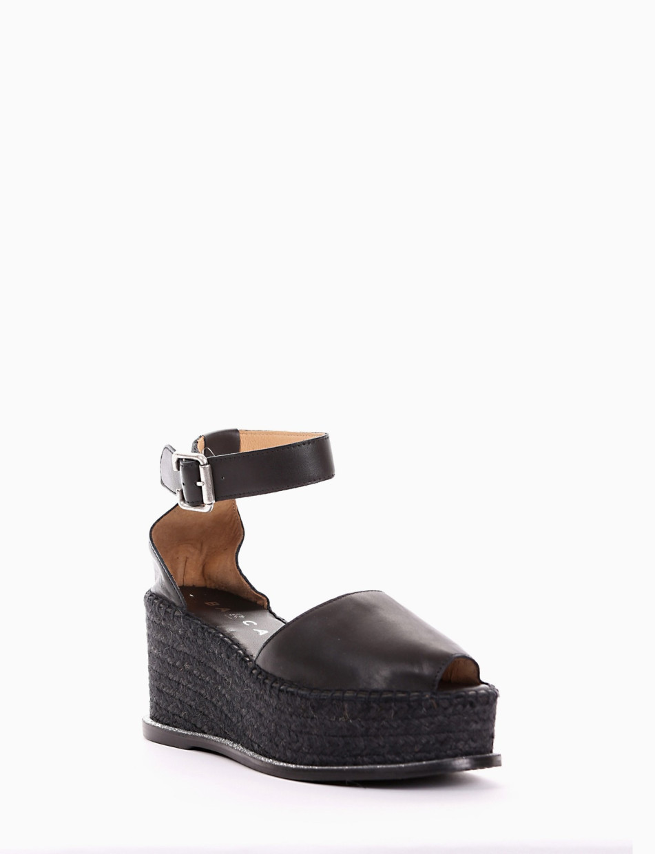 espadrilas zeppa alta 8 cm nero