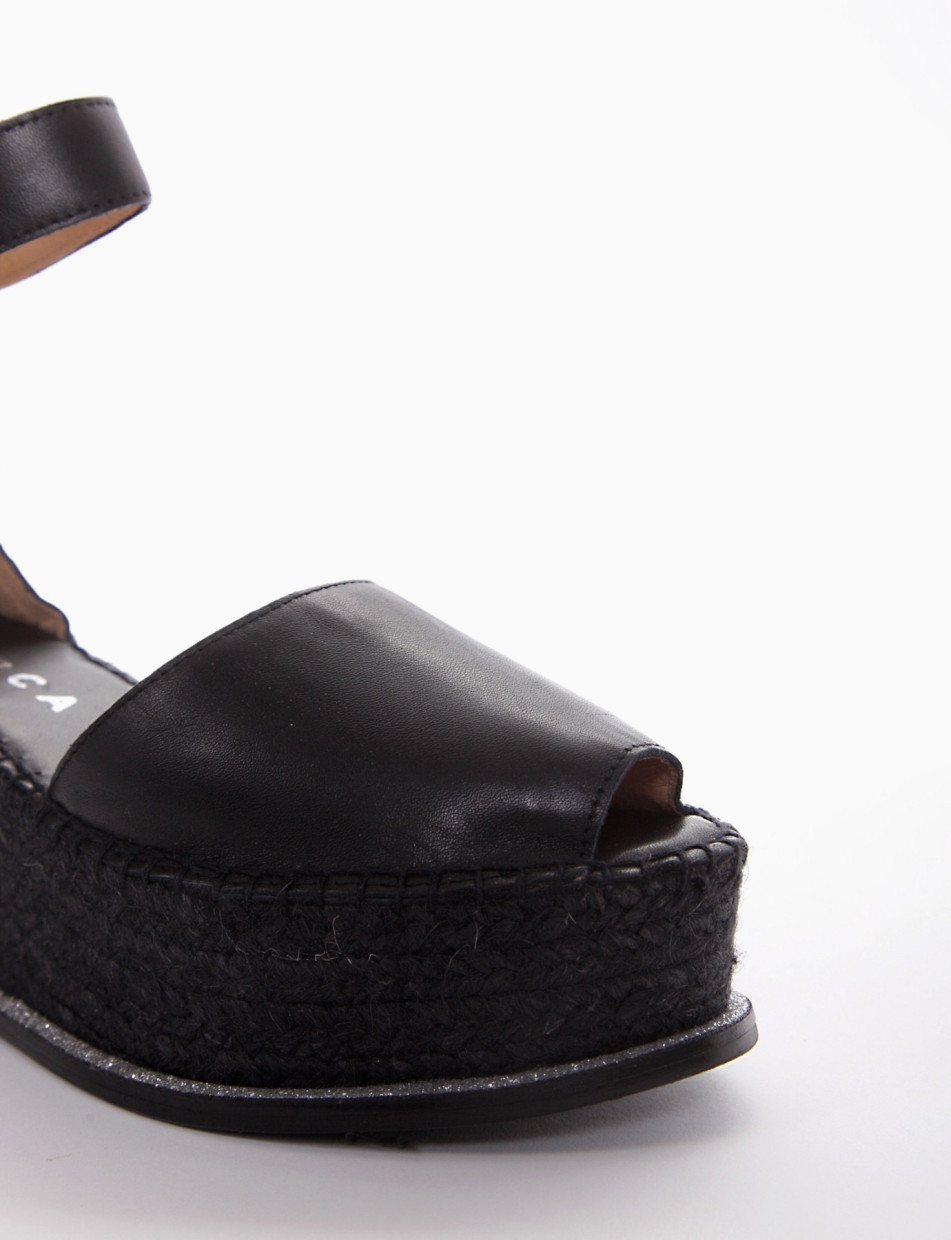 Espadrillas heel 8 cm black leather