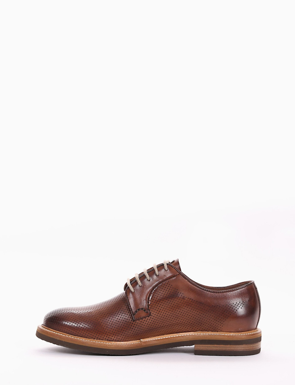 Lace-up shoes heel 2 cm brown leather