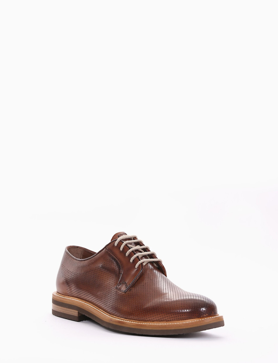 Lace-up shoes heel 2 cm brown leather